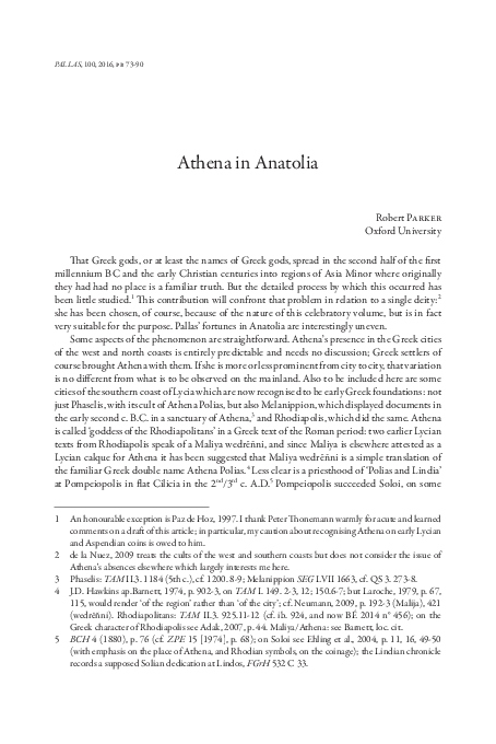 (PDF) Athena in Anatolia