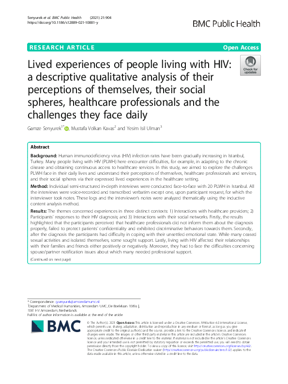 (PDF) Lived experiences of people living with HIV: a descriptive ...