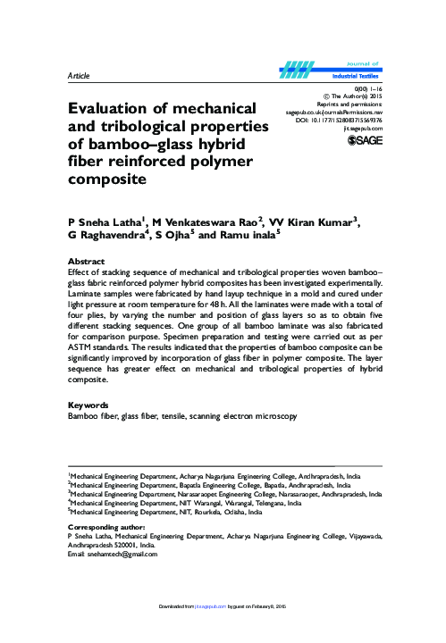 (PDF) Evaluation of Mechanical and Tribological Properties of Glass ...