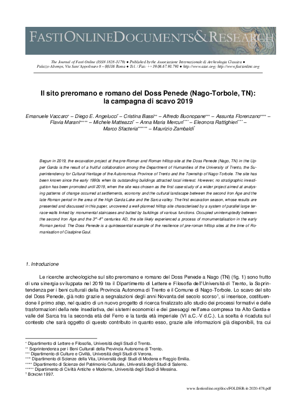 (PDF) E. Vaccaro, D.E. Angelucci, C. Bassi, A. Buonopane, A. Florenzano ...