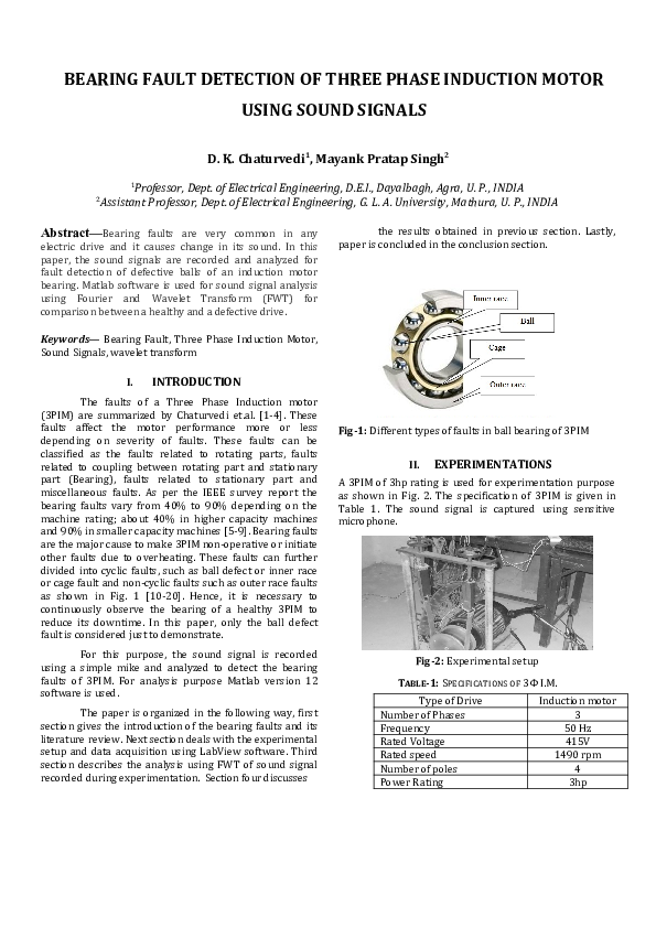 (DOC) Bearing Fault Detection Of Three Phase Induction Motor Using ...