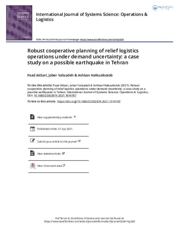 (PDF) Robust cooperative planning of relief logistics operations under ...