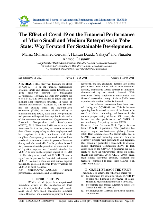(PDF) The Effect of Covid 19 on the Financial Performance of Micro ...