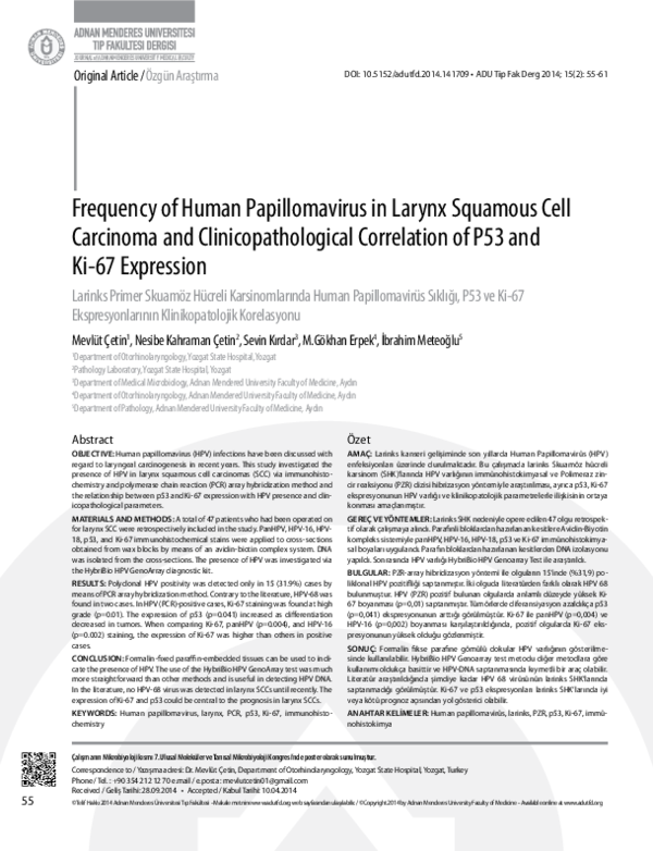 (PDF) Frequency of Human Papillomavirus in Larynx Squamous Cell ...