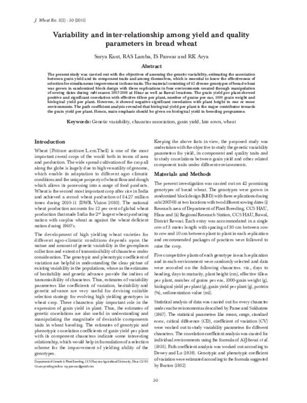 (PDF) Variability and inter-relationship among yield and quality ...