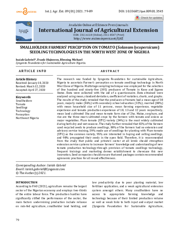 PDF) International Journal of Agricultural Extension