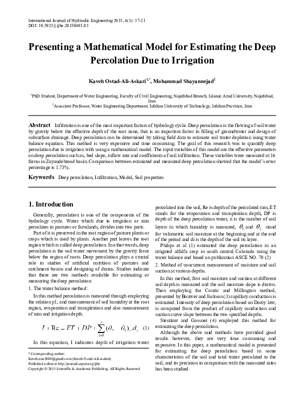 (PDF) Presenting a Mathematical Model for Estimating the Deep ...