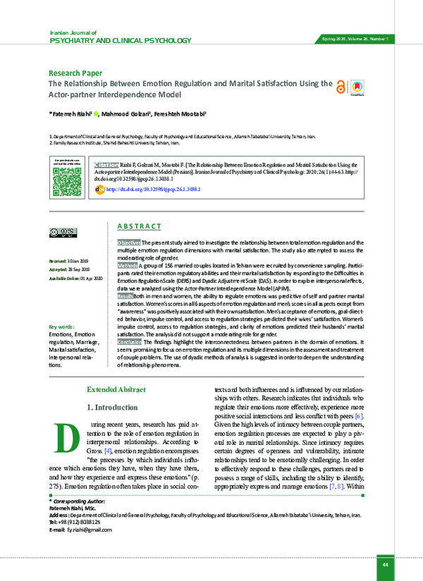 (PDF) The Relationship Between Emotion Regulation and Marital ...