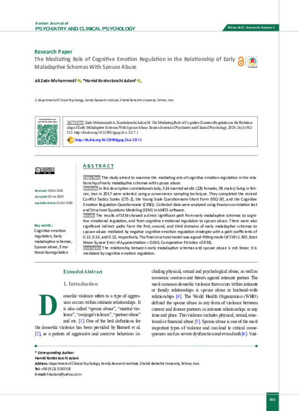 (PDF) The Mediating Role of Cognitive Emotion Regulation in the ...