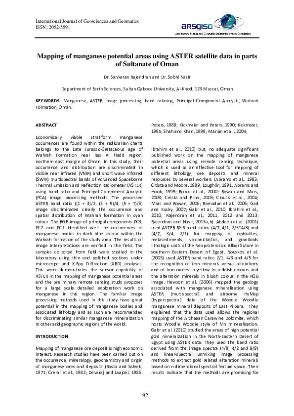(PDF) Application of remote sensing to mineral exploration