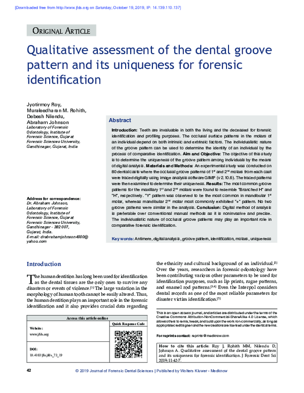 (PDF) Qualitative assessment of the dental groove pattern and its ...