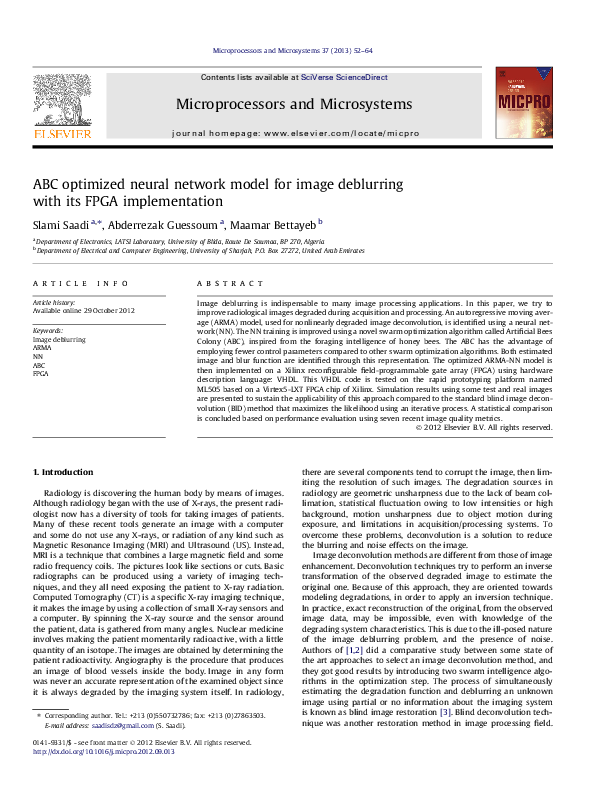 (PDF) ABC optimized neural network model for image deblurring with its ...