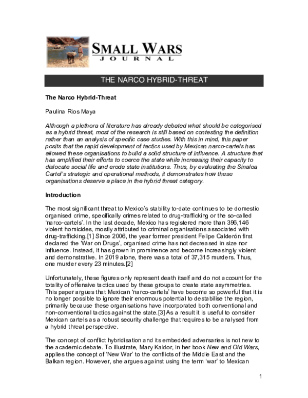 (PDF) The Narco Hybrid-Threat
