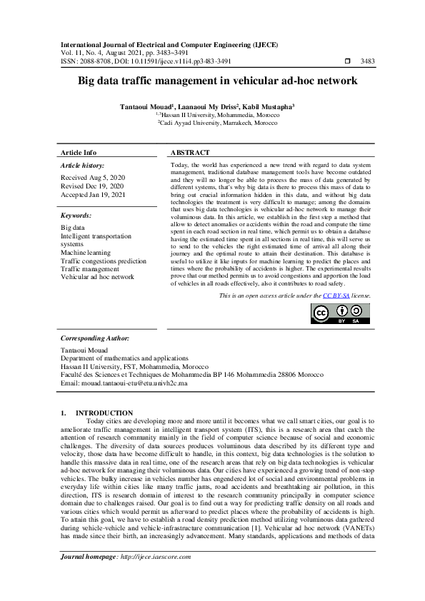 (PDF) Big data traffic management in vehicular ad-hoc network