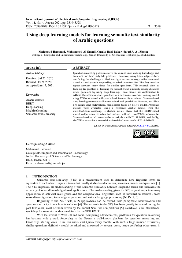 (PDF) Using deep learning models for learning semantic text similarity ...