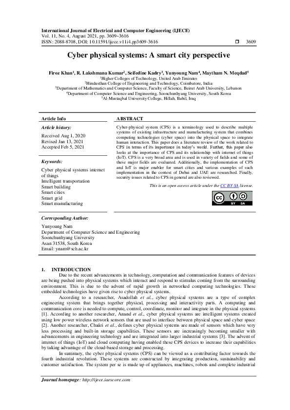 (PDF) Cyber physical systems: A smart city perspective