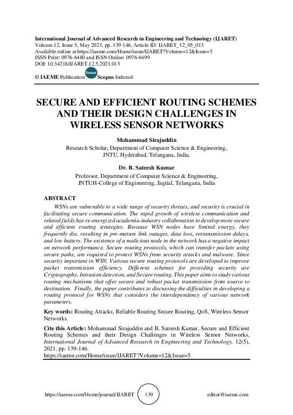 (PDF) SECURE AND EFFICIENT ROUTING SCHEMES AND THEIR DESIGN CHALLENGES ...