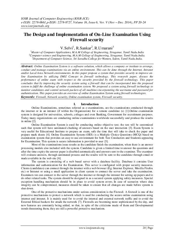 (PDF) The Design and Implementation of On-Line Examination Using ...