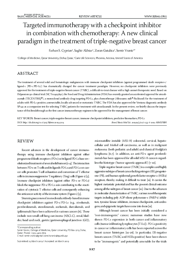 (PDF) Targeted immunotherapy with a checkpoint inhibitor in combination ...