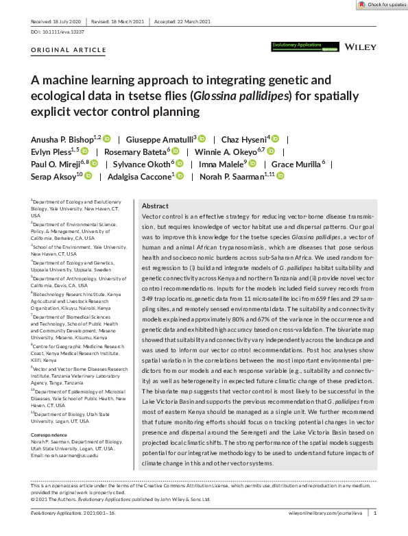 (PDF) A machine learning approach to integrating genetic and ecological ...