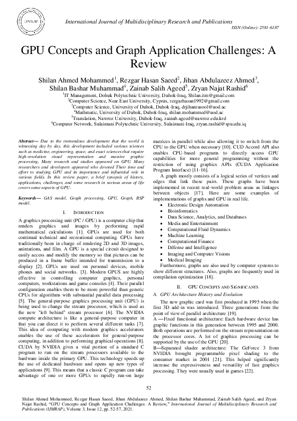 (PDF) GPU Concepts and Graph Application Challenges: A Review