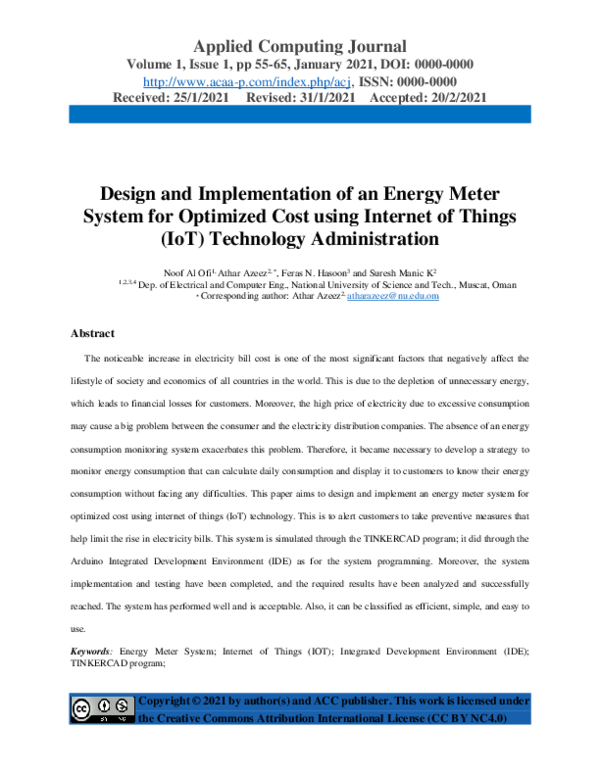 (PDF) Design and Implementation of an Energy Meter System for Optimized ...