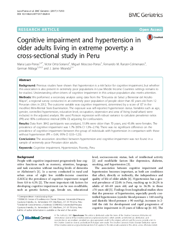 (PDF) Cognitive impairment and hypertension in older adults living in ...
