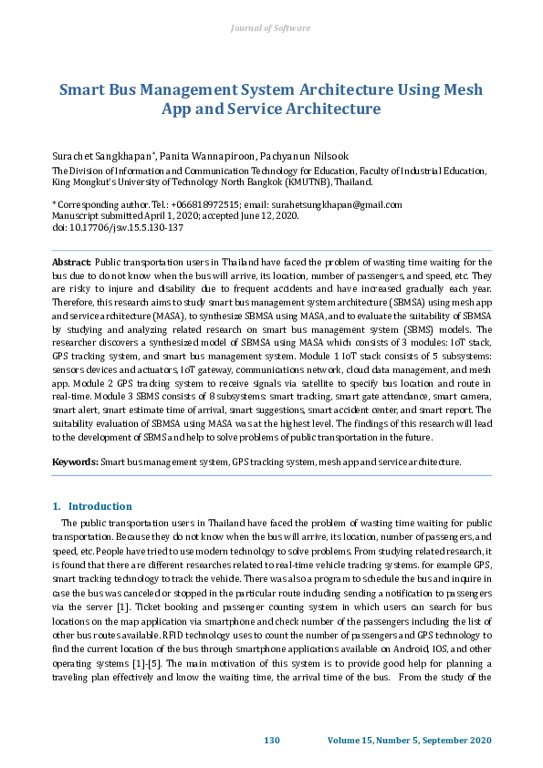 (PDF) Smart Bus Management System Architecture Using Mesh App and ...
