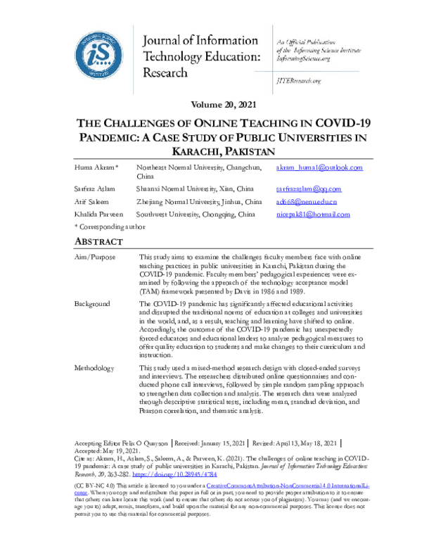 (PDF) The Challenges of Online Teaching in COVID-19 Pandemic: A Case ...