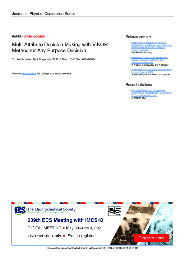 (PDF) Multi-Attribute Decision Making with VIKOR Method for Any Purpose ...