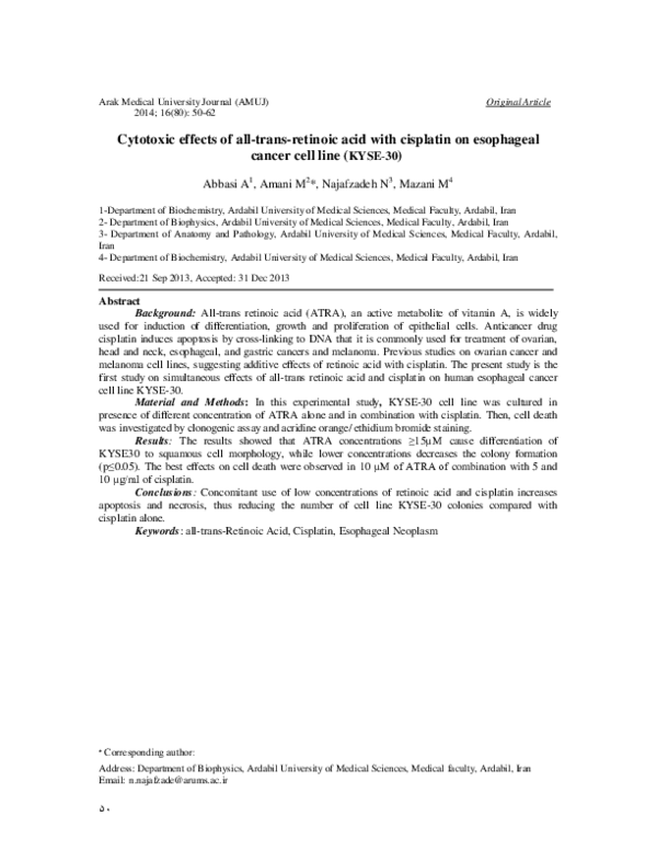 (PDF) Cytotoxic Effects of all-trans-retinoic acid with cisplatin on ...