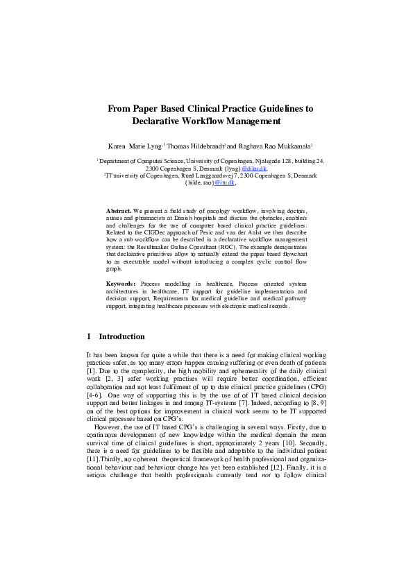 (PDF) From paper based clinical practice guidelines to declarative