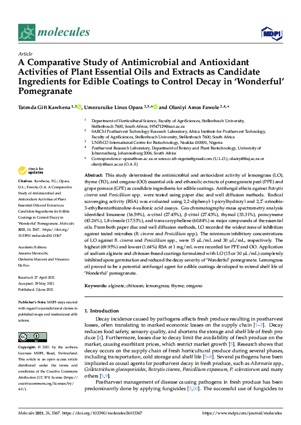 (PDF) A Comparative Study of Antimicrobial and Antioxidant Activities ...