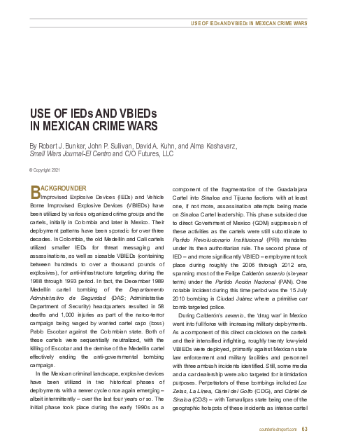 (PDF) Use of IEDs and VBIEDs in Mexican Crime Wars