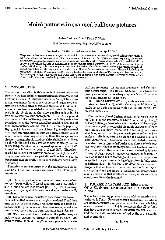 (PDF) Moiré patterns in scanned halftone pictures