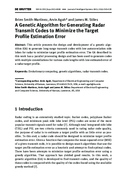 (PDF) A Genetic Algorithm for Generating Radar Transmit Codes to ...