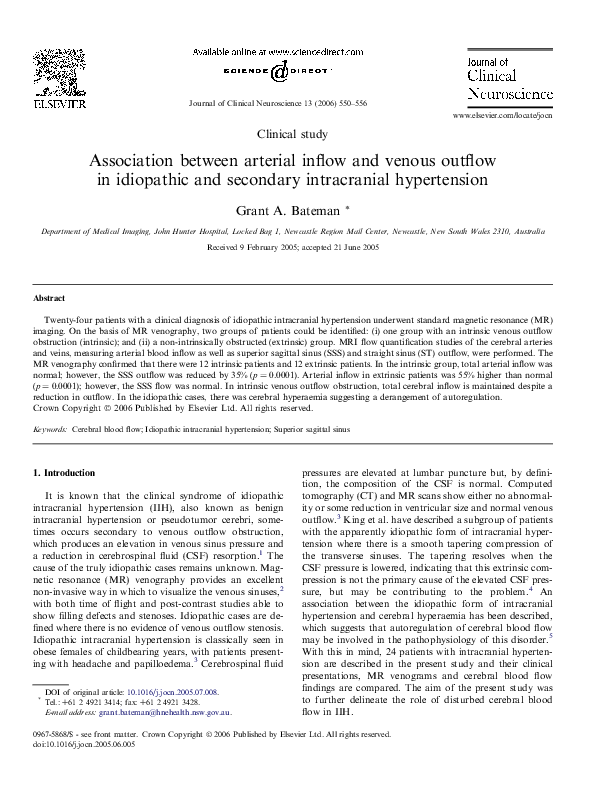 (PDF) Association between arterial inflow and venous outflow in ...