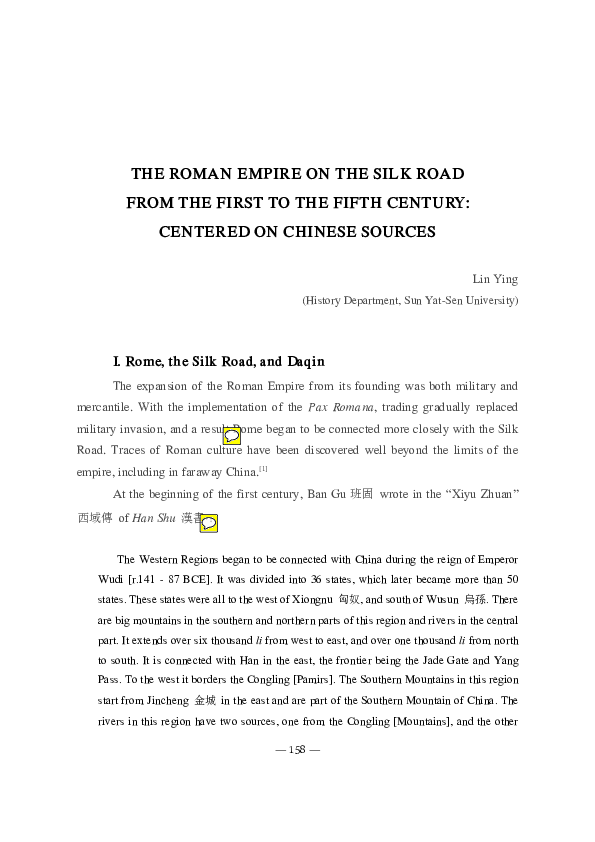 (PDF) 158 -THE ROMAN EMPIRE ON THE SILK ROAD FROM THE FIRST TO THE ...