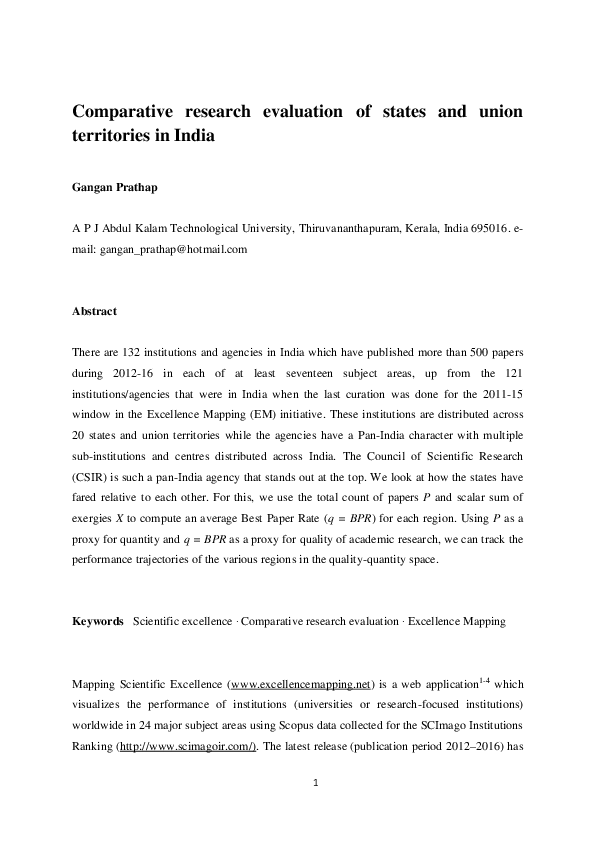 (PDF) Comparative research evaluation of states and union territories ...