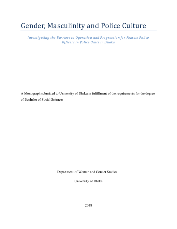 (PDF) Gender and masculinity in police culture: Investigating the ...