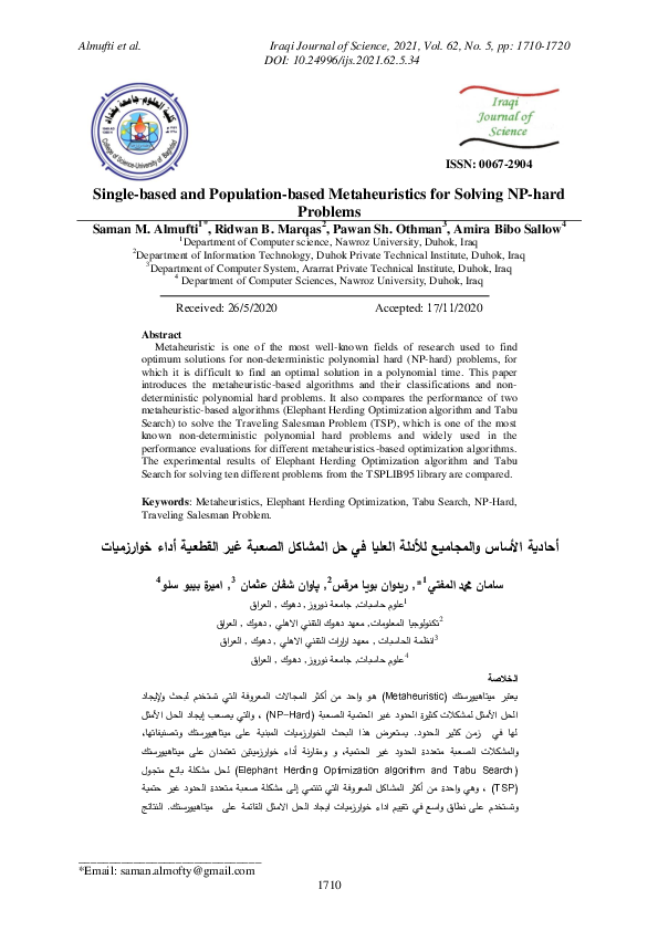 (PDF) Single-based and Population-based Metaheuristics for Solving NP ...