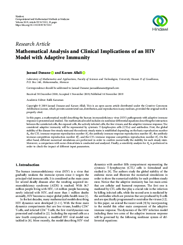 (PDF) Mathematical Analysis and Clinical Implications of an HIV Model ...