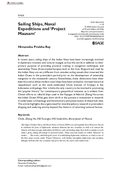 (PDF) Sailing Ships, Naval Expeditions and 'Project Mausam'