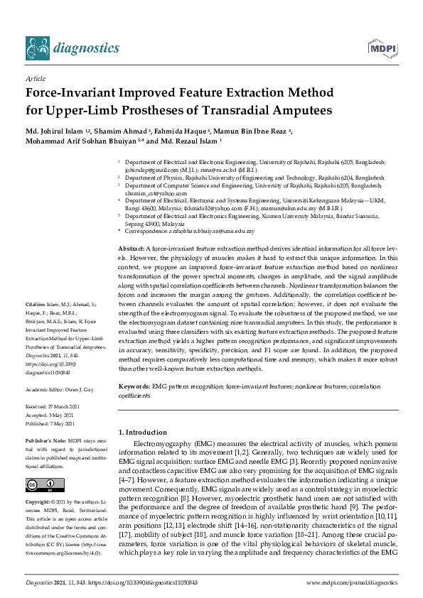 (PDF) Force-Invariant Improved Feature Extraction Method for Upper-Limb ...