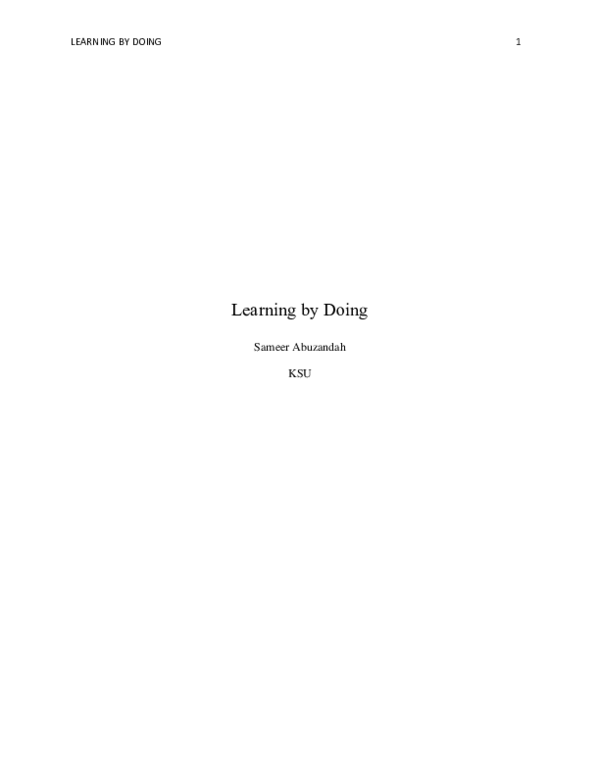 (PDF) Learning by doing