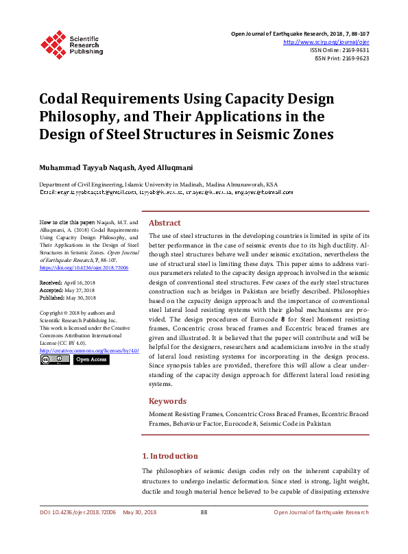 (PDF) Codal Requirements Using Capacity Design Philosophy, and Their ...
