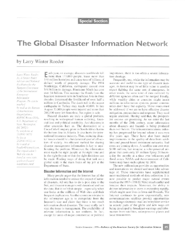 (PDF) The Global Disaster Information Network
