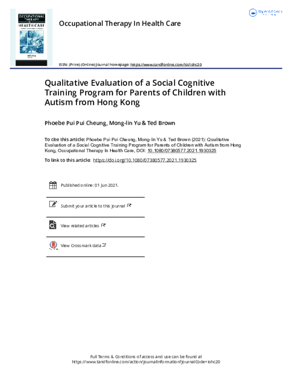 (PDF) Qualitative Evaluation of a Social Cognitive Training Program for ...