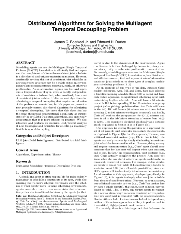 (PDF) Distributed algorithms for solving the multiagent temporal ...