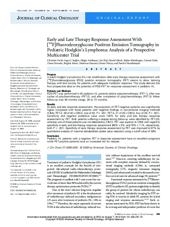 (PDF) Early and Late Therapy Response Assessment With [18F ...